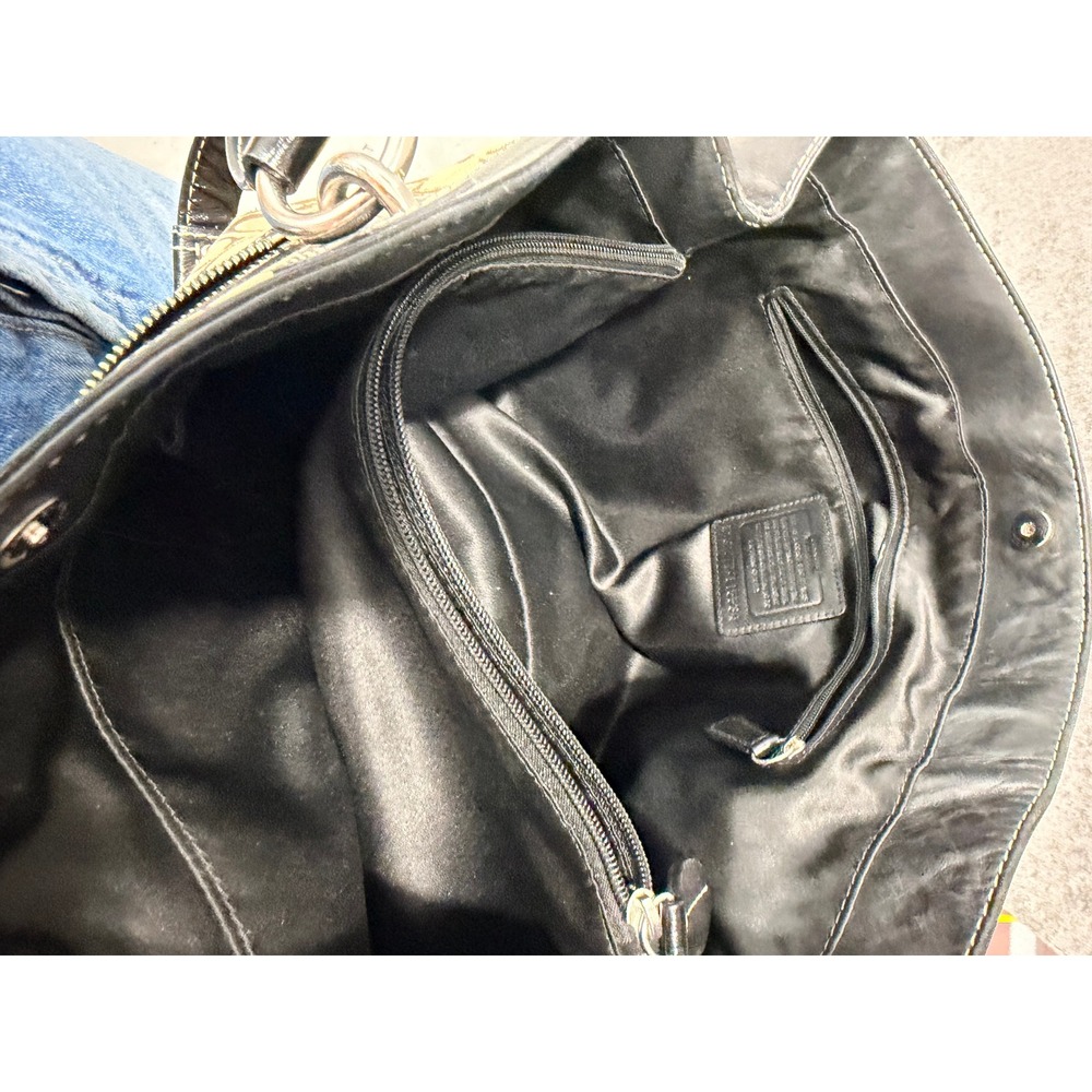 Coach Tote Bag Women Medium Brown Black F15534 Signature Canvas Leather Shoulder - Picture 6 of 8